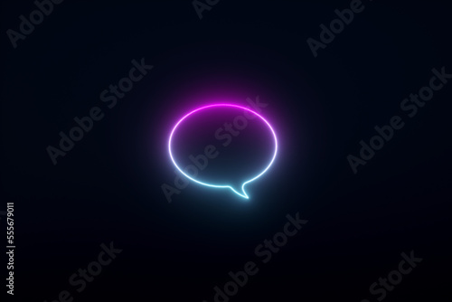 neon speech bubble over dark background, 3d render