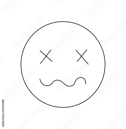 Vector isolated round emotion face symbol nausea colorless black and white contour line easy drawing
