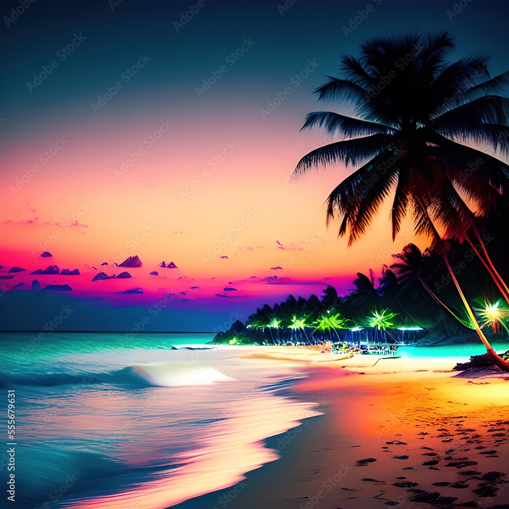 1115740498-dreamlikeart, tropical beach at night__ ### Deformed, blurry, bad anatomy, disfigured, poorly drawn face, mutation, m 