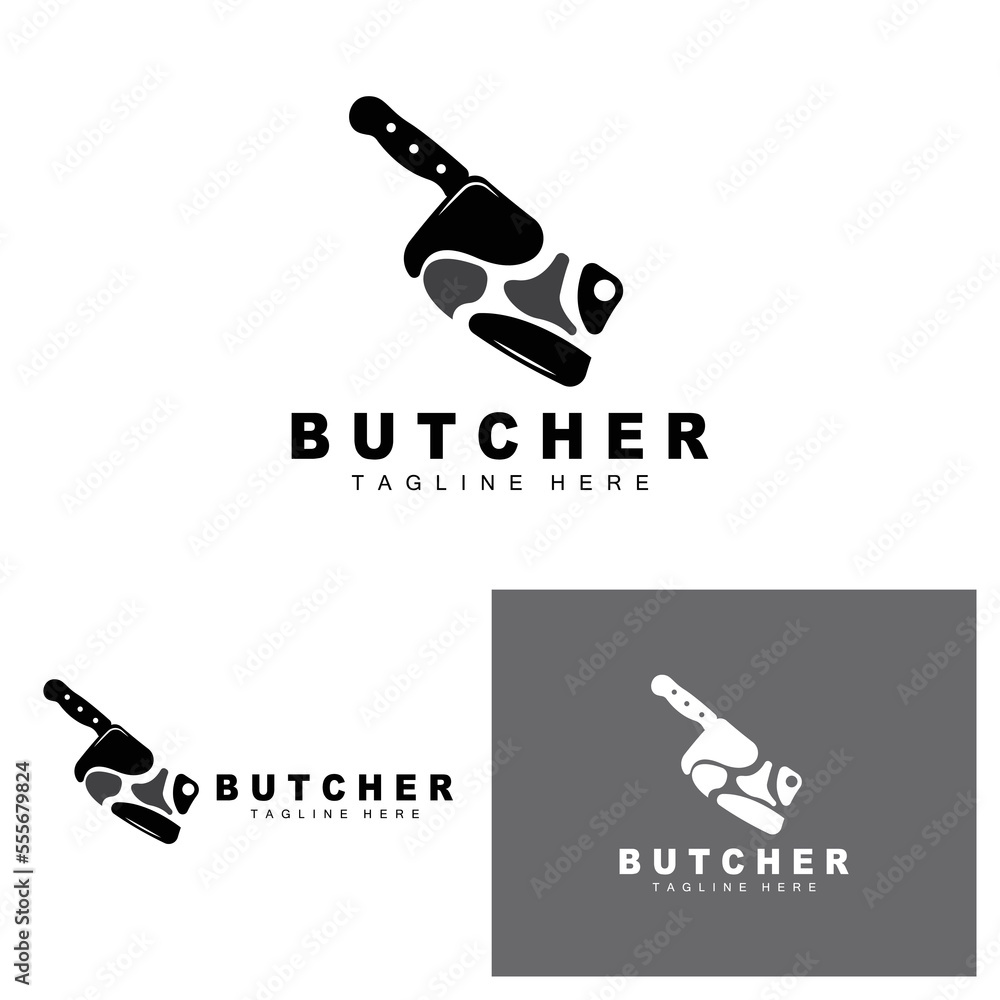 Butcher logo design, Knife Cutting Tool Vector Template, Product Brand Illustration Design For Butcher, Farm, Butcher Shop Butcher logo design, Knife Cutting Tool Vector Template, Product Brand Illustration Design For Butcher, Farm, Butcher Shop