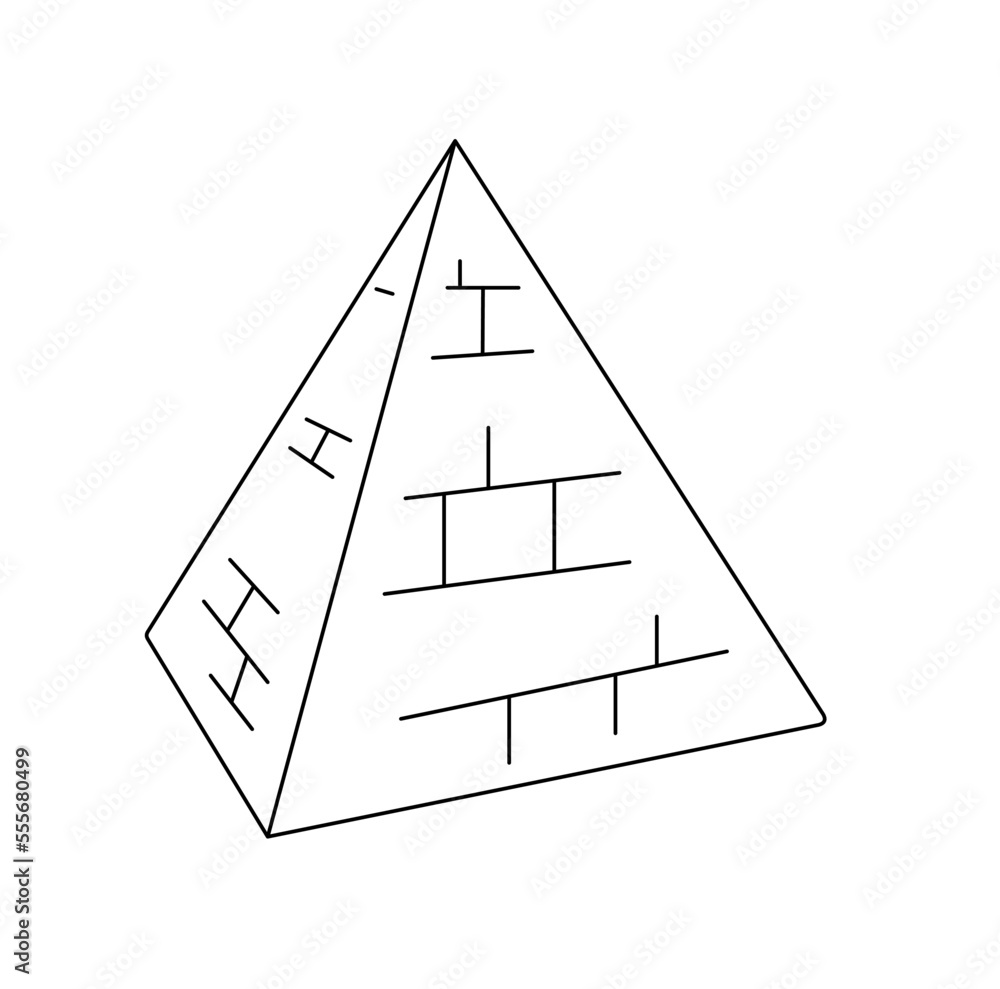 Vector isolated one simple minimal ancient egypt pyramid isometric tomb colorless black and