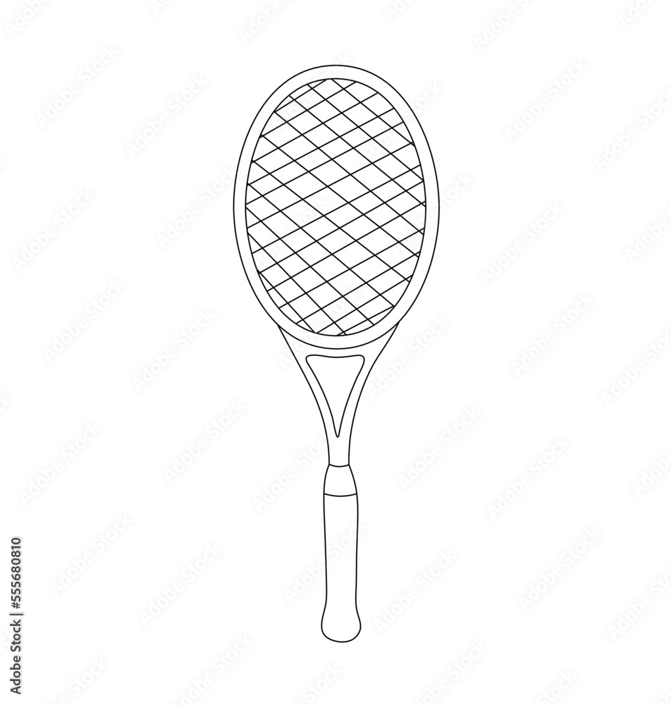Vector isolated simple minimal one tennis racket with net colorless black  and white contour line easy drawing Stock Vector | Adobe Stock