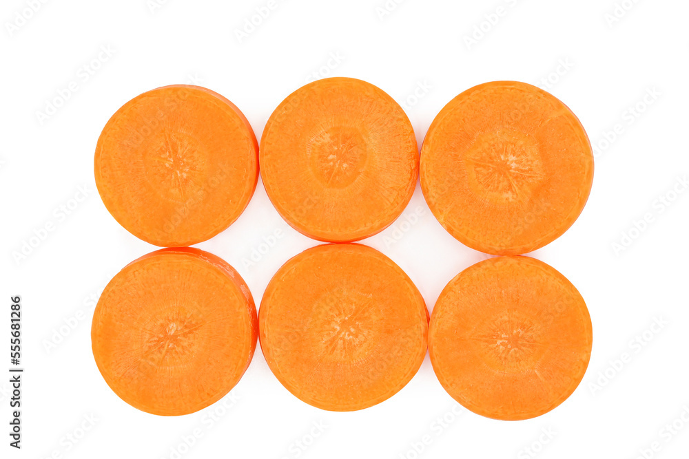Carrots isolated on white background. Top view Carrots isolated on white background. Top view