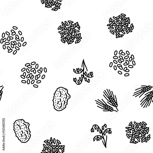 cereal plant healthy food vector seamless pattern thin line illustration