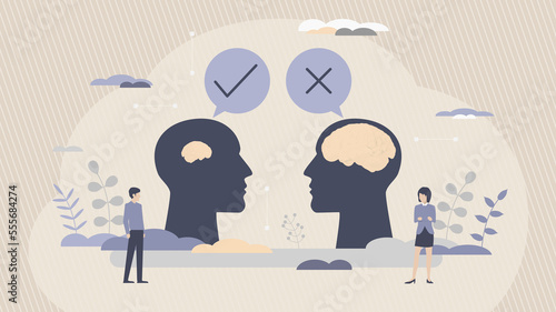 Принти на полотні Dunning-Kruger Effect - Overconfidence Effect - Conceptual Illustration