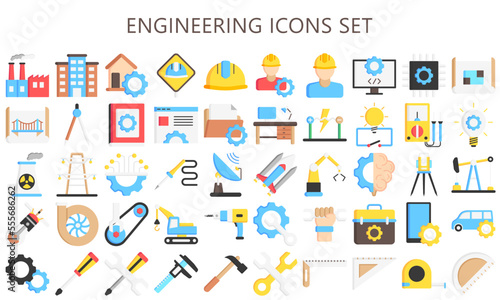 Engineering flat color icon. Set of  vector. Contains such Icons as Manufacturing, Engineer, Production, Settings and more. vector EPS 10 ready convert to SVG. use for modern concept, UI or UX kit
