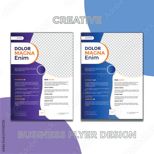 Eye-catching modern creative clean purple-blue gradient organic shapes A4 size business flyer template