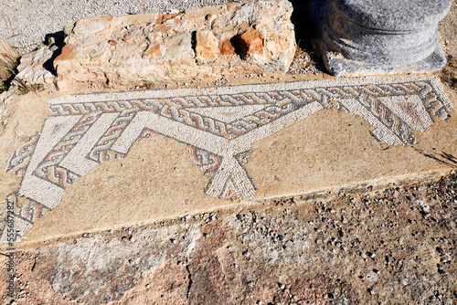 Mosaics in the public baths; Milreu ruins, Estoi, Faro district, Algarve, Portugal photo