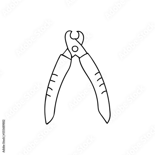 Pet nail clippers doodle icon in vector. Pet nail clipper hand drawn icon. Pet nail scissors.