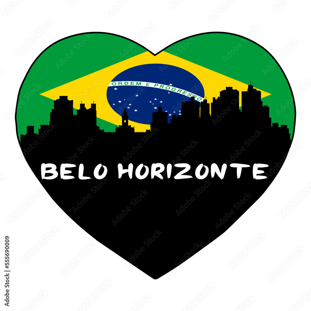Belo Horizonte Brazil Flag Skyline Silhouette Retro Vintage Sunset Belo Horizonte Lover Travel Souvenir Sticker Vector Illustration SVG EPS