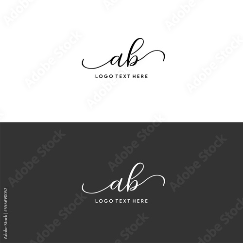 AB initials letters with swirls, AB cursive letters in monogram style, AB script letters, AB logo