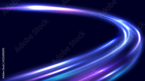 Modern abstract light trails at high speed movement. Colorful dynamic motion background. Movement futuristic technology pattern. Vector EPS10.