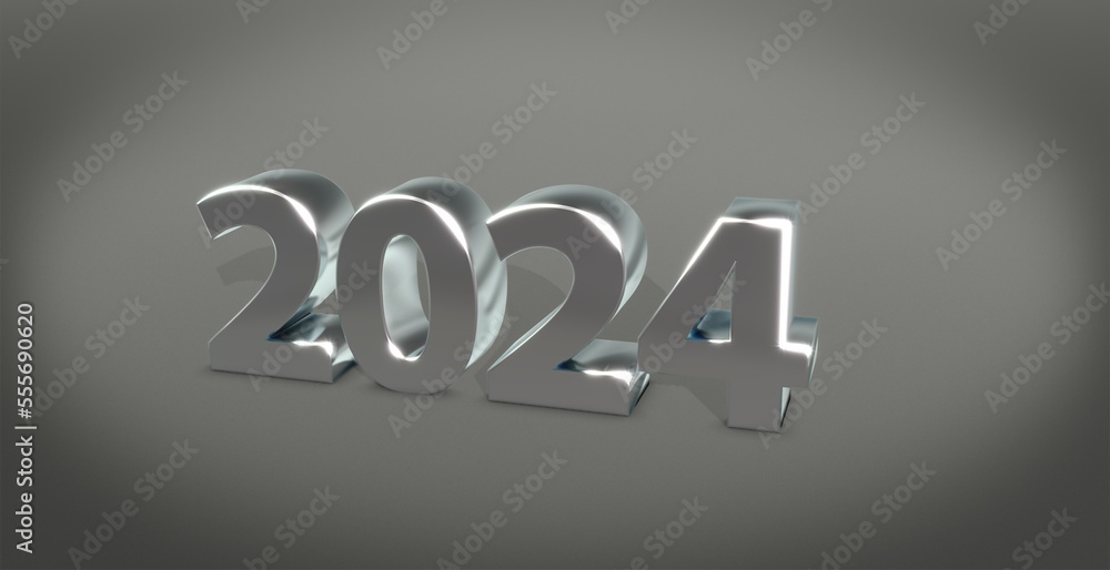 2024, Schrift, 3d, silber, Jahr 2024, Schrift, 3d, silber, Jahr