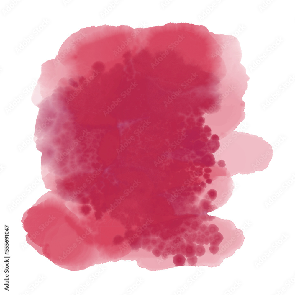 Viva Magenta spots. Bordeaux watercolor blobs. Paint stains. Wine