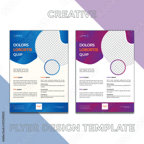 Eye-catching modern creative clean gradient colorful organic geometric shapes A4 size business flyer template