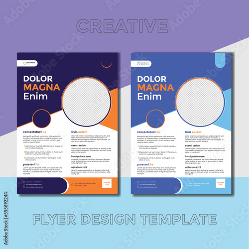 Eye-catching modern creative clean purple-orange-blue gradient colorful geometric shapes A4 size business flyer template