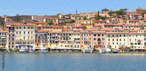 Panorama of city Portoferraio, located on the island of Elba in Italy.
