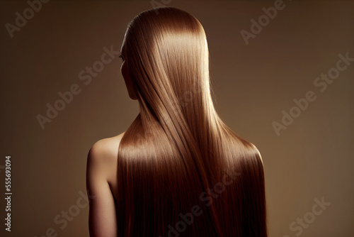 Fotobehang Woman with beautiful healthy shiny long hair, rear view