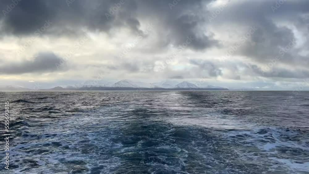 Wake of a ship trail outside Svalbard, Norway Wake of a ship trail outside Svalbard, Norway