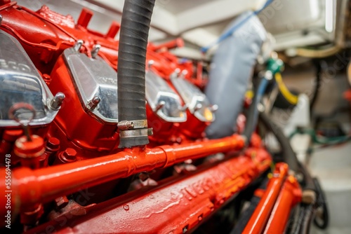 engine room of a boat. clean and neat