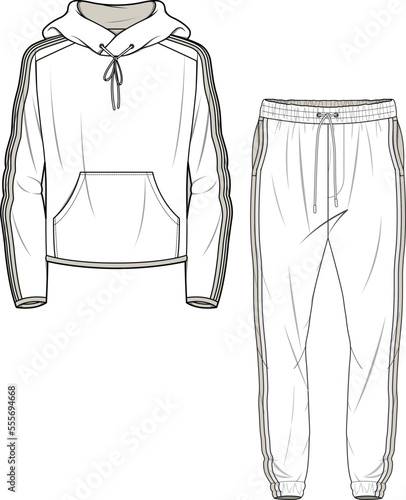 TRACK SUIT FOR UNISEX WEAR SWEATSHIRT AND JOGGER SET FLAT DESIGN VECTOR