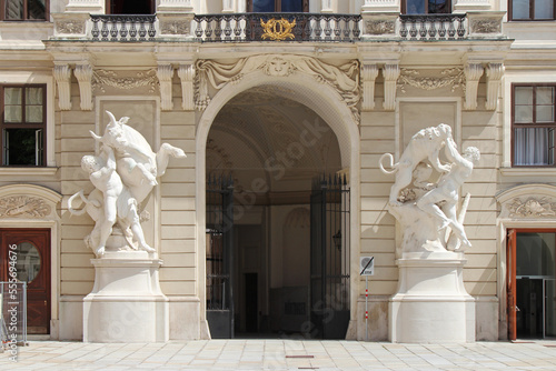 Photography statues of the labours of hercules at the hofburg palace in vienna (austria)