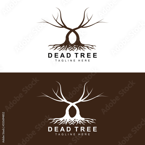 Tree Logo Design, Dead Tree Illustration, Wild Tree Cutting, Global Warming Vector, Earth Drought, Product Brand Icons