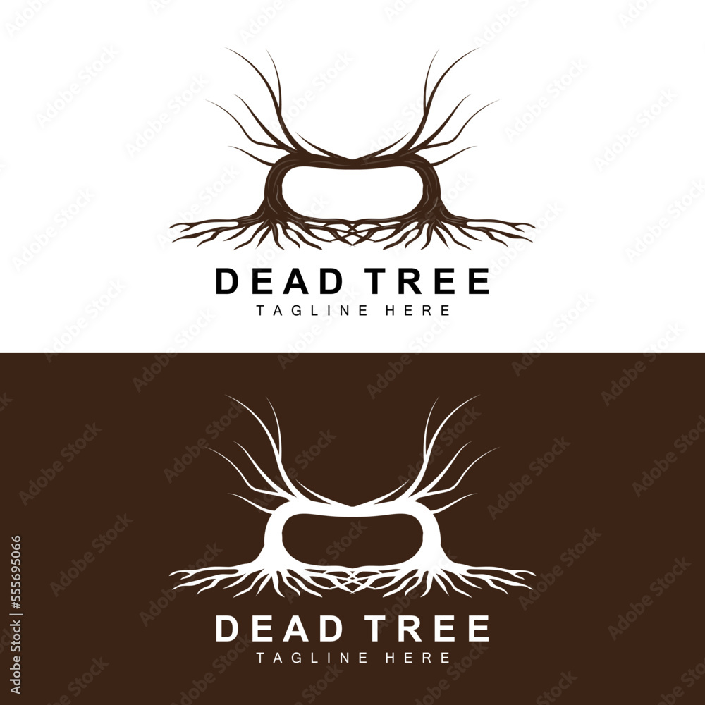 Tree Logo Design, Dead Tree Illustration, Wild Tree Cutting, Global Warming Vector, Earth Drought, Product Brand Icons