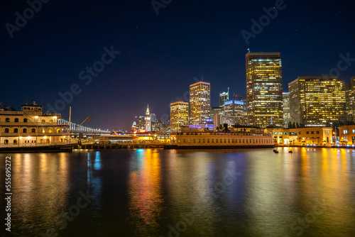 City night view of San Francisco from pier7 photo