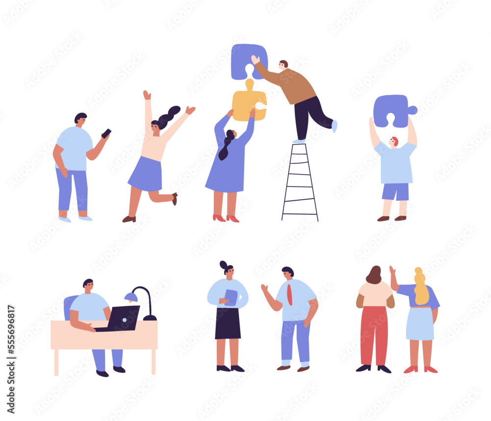 Teamwork. Flat People silhouettes vector set Teamwork. Flat People silhouettes vector set