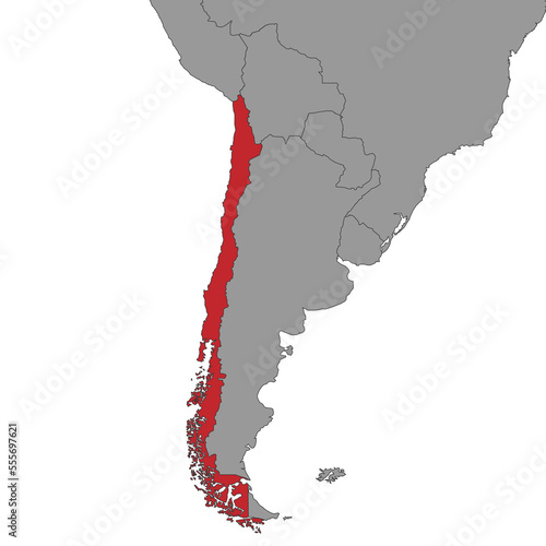 Chile on world map. Vector illustration.