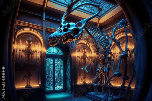 Museum interior from an extraterrestrial place. It contains alien items and details about exploration of other planets  as well as the discovery of old species with the skeletons of alien creatures.