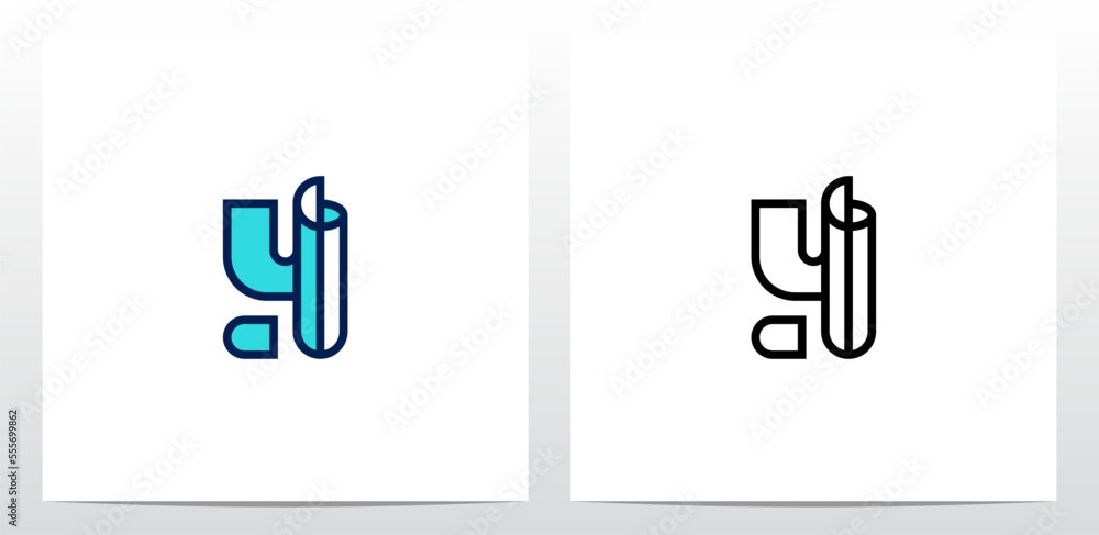 Outline Fold Letter Logo Design Y Outline Fold Letter Logo Design Y