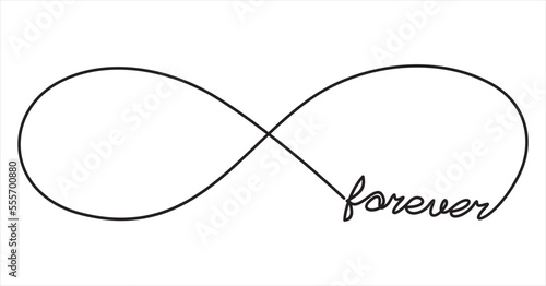 Continuous line drawing endless love concepts, one line infinite love symbol, creative synthesis of infinity sign and heart shape in a line art style, forever lasting love icons photo