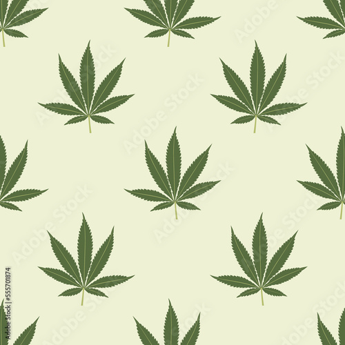 Seamless marijuana background with geometric leaves pattern
