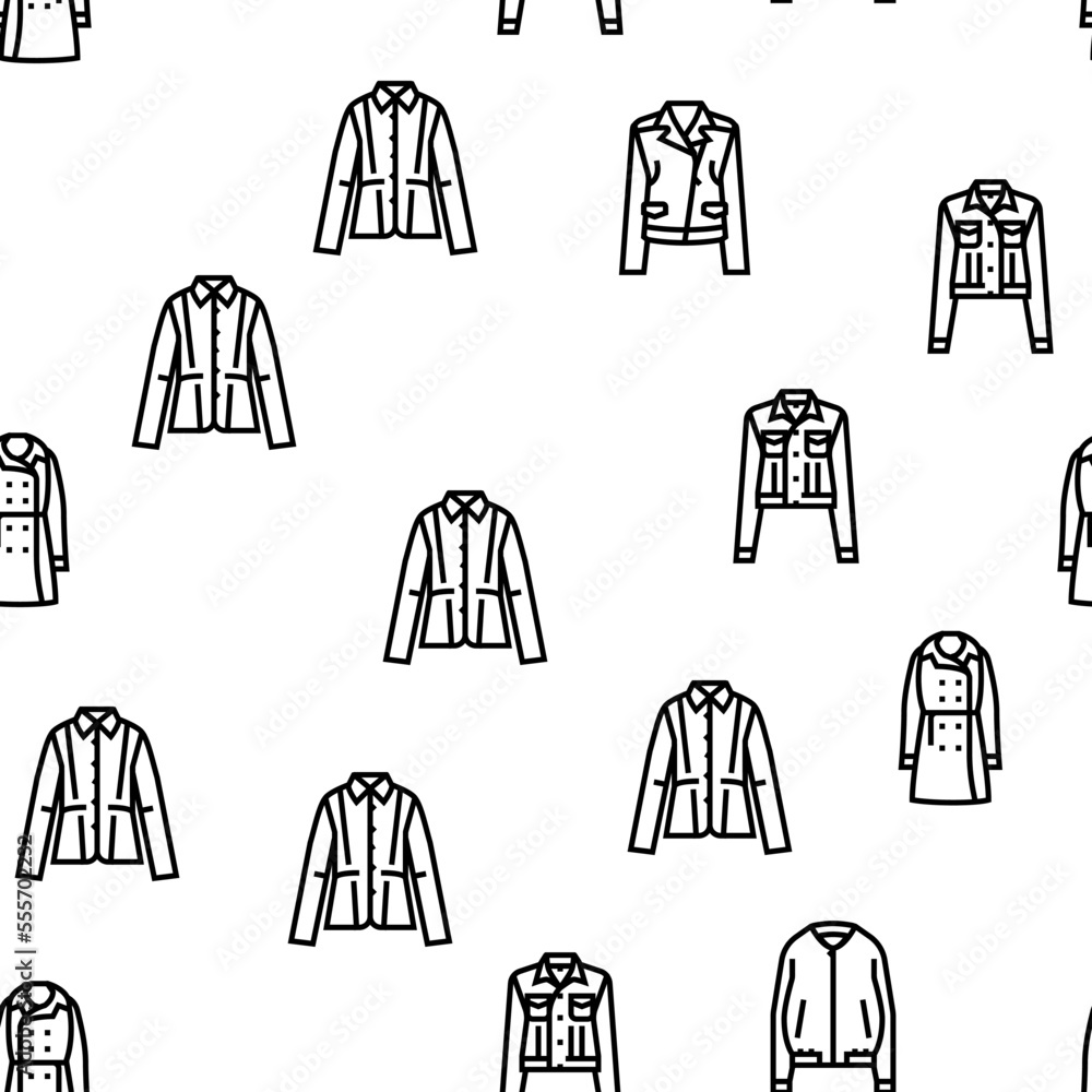 outerwear female clothes girl vector seamless pattern thin line illustration outerwear female clothes girl vector seamless pattern thin line illustration