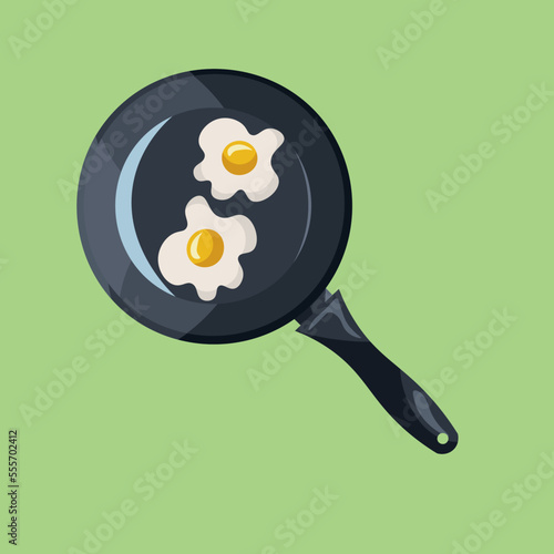 frying pan with eggs