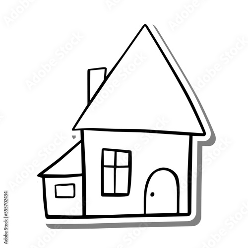Monochrome Home on white silhouette and gray shadow. Vector illustration for decoration or any design.