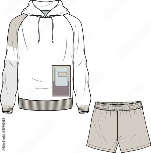 HOODIE AND SHORT SET TRACKSUIT FOR MEN AND BOYS WEAR FLAT DESIGN VECTOR