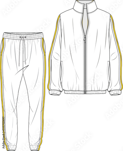 TRACK SUIT FOR UNISEX WEAR SWEATSHIRT AND JOGGER SET FLAT DESIGN VECTOR