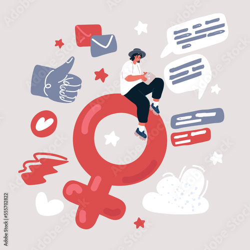 Vector illustration of isolated gender, pink women and blue man symbols, icons flat, infographic, paperwork, vector design