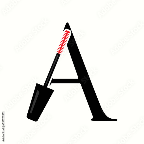 logo letter a with icon mascara brush vector design