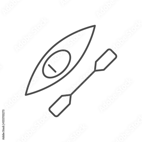 Kayak with paddle line icon