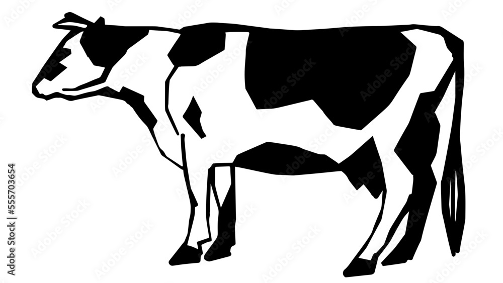 Cow icon logo hand drawn in vector style on white background. Cow illustration in old style
Cow icon logo hand drawn in vector style on white background. Cow illustration in old style