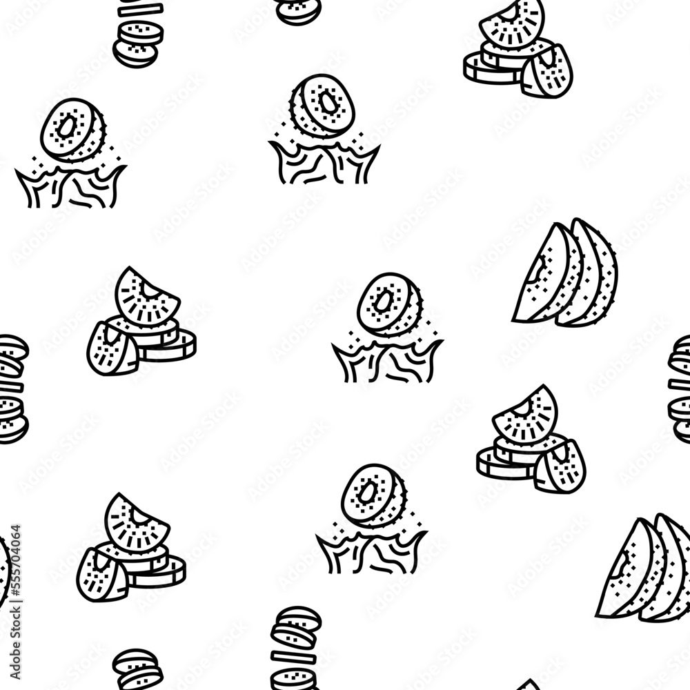 kiwi fruit green fresh slice vector seamless pattern thin line illustration kiwi fruit green fresh slice vector seamless pattern thin line illustration