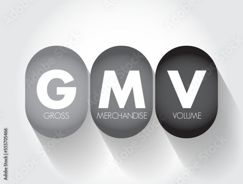 GMV Gross Merchandise Volume - total amount of sales a company makes over a specified period of time, acronym text concept background