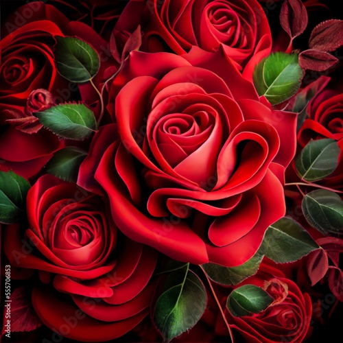 red roses flower background. Generative AI