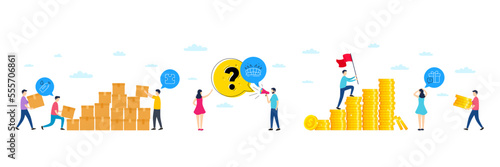 Set of Water bottle, Puzzle and Arena stadium line icons. People characters with delivery parcel, money coins. Include Secret gift icons. For web, application. Vector