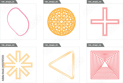 Brutalism shapes. Trendy geometric postmodern figures. Templates for notes, posters. Anti-design. Vector illustration