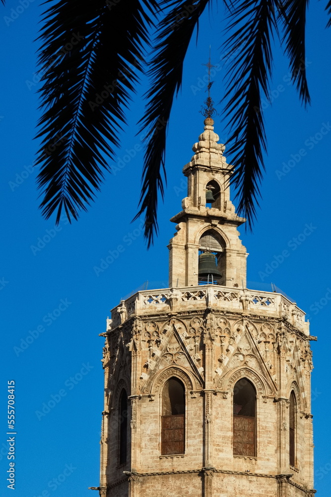 Gothic-style bell tower of the Valencia Cathedral called El Miguelete